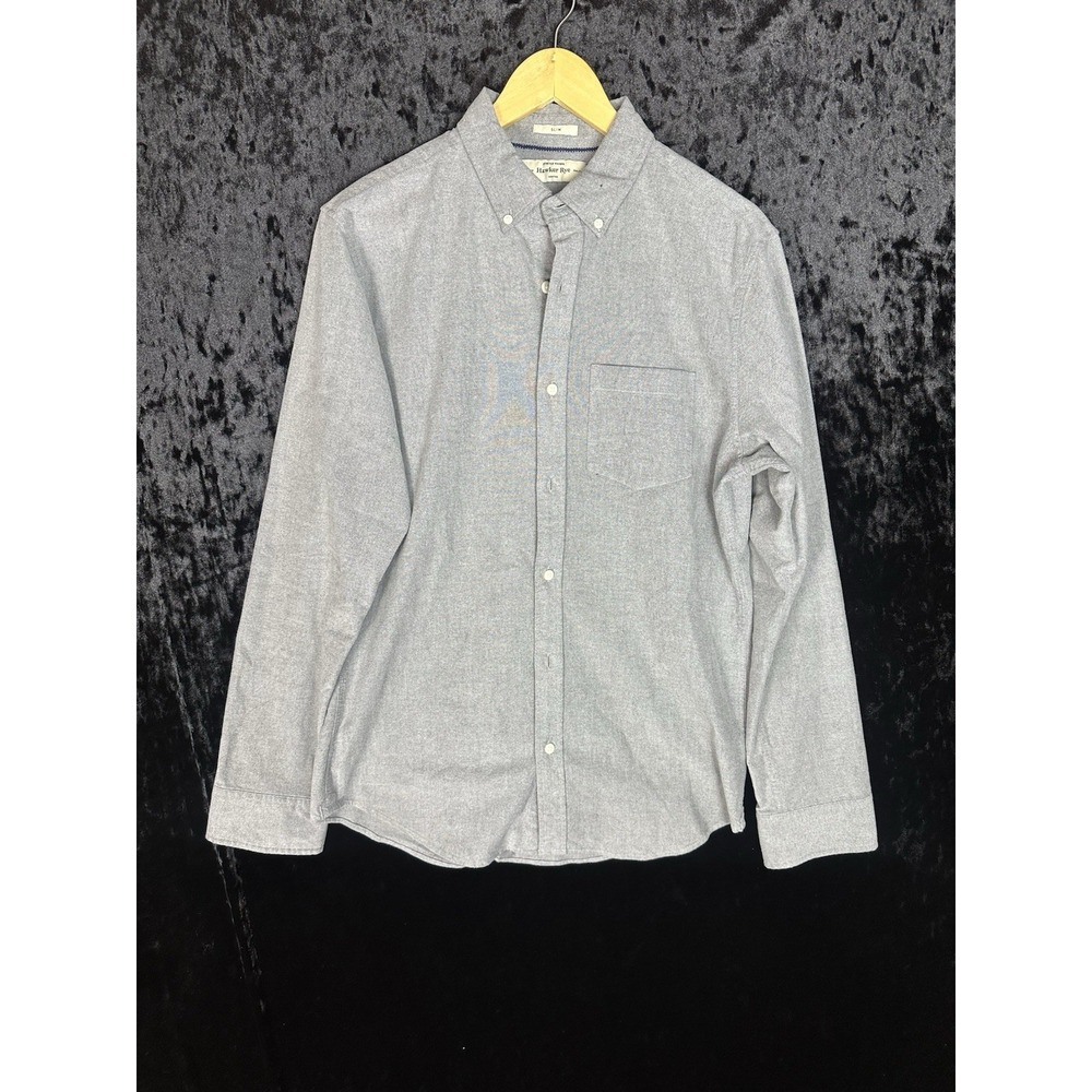 Hawker Rye Slim Fit Button Down Shirt Mens M Blue Cotton Short Sleeve Casual